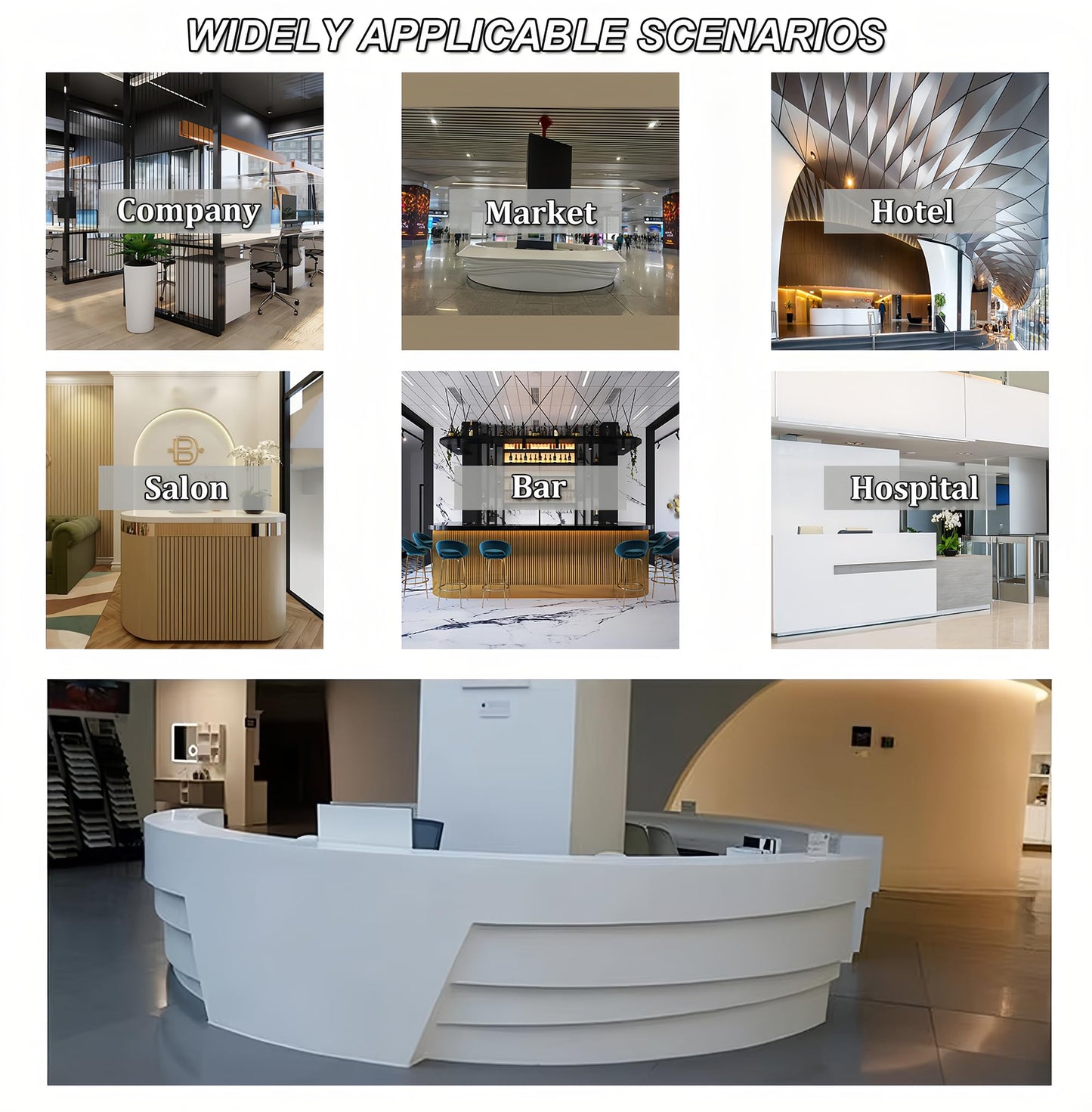 Modern Salon Reception Desk with Decorative Panels