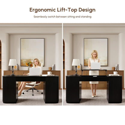 Modern Standing Computer Desk with Storage Cabinet