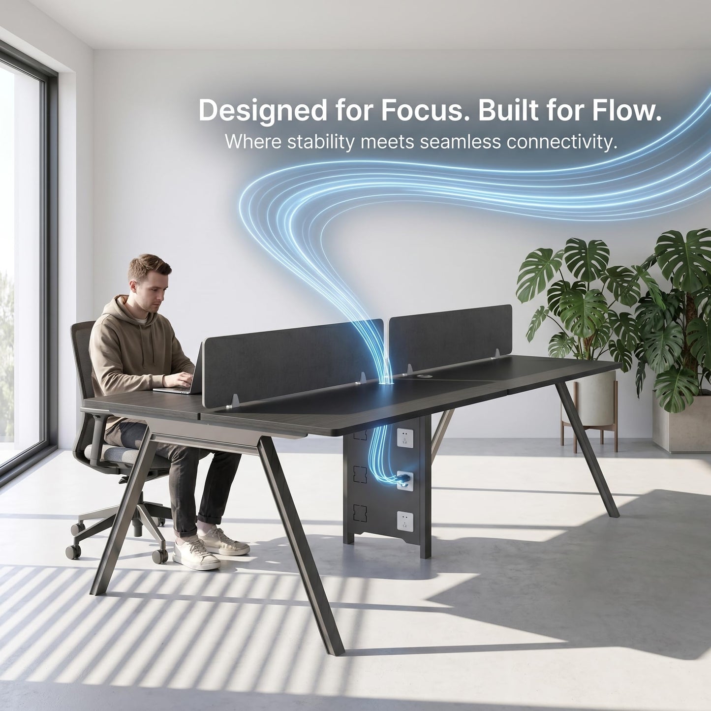 Modular Office Workstation with Privacy Panels