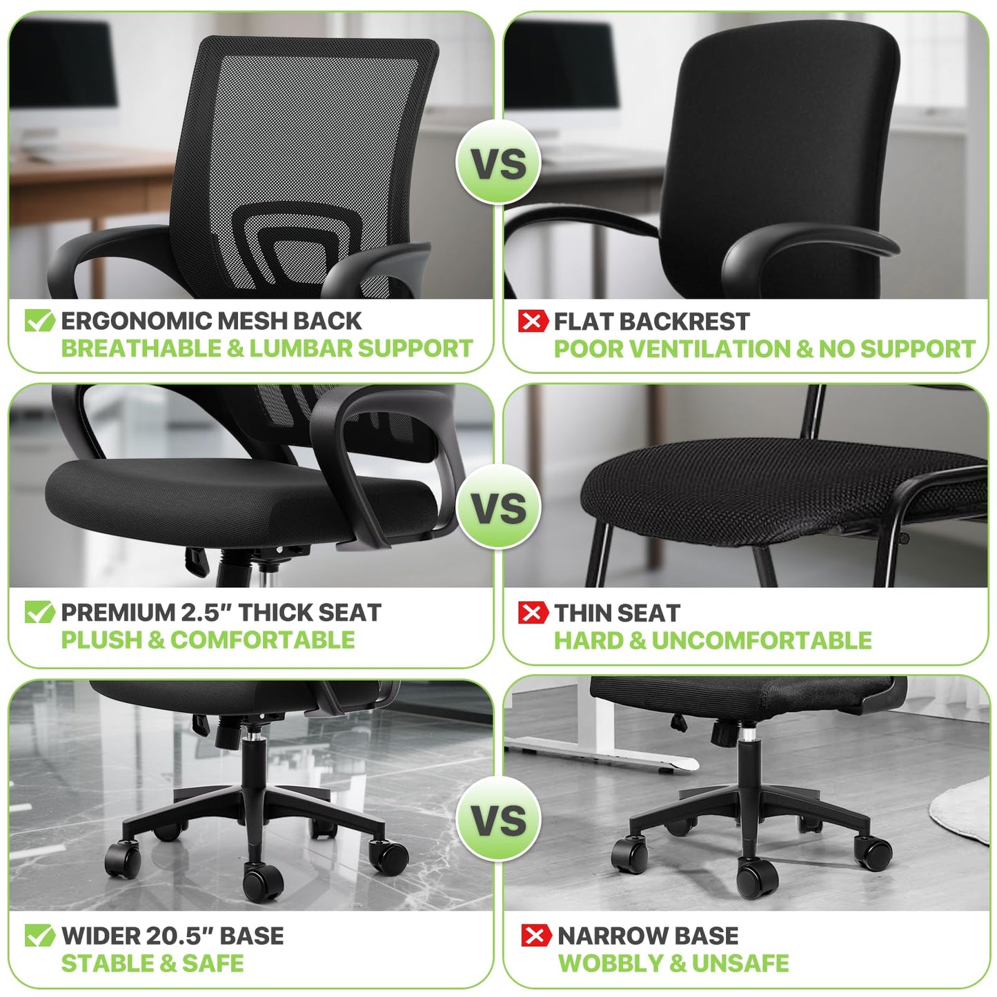 Mid-Back Ergonomic Mesh Office Chair