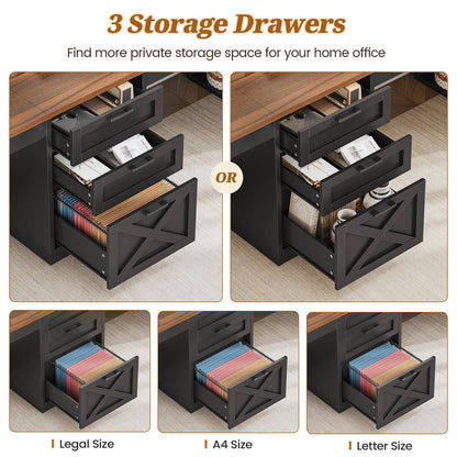 Farmhouse Double Computer Desk with Storage Shelves