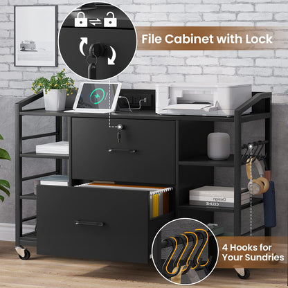 2-Drawer File Cabinet with Adjustable Shelves