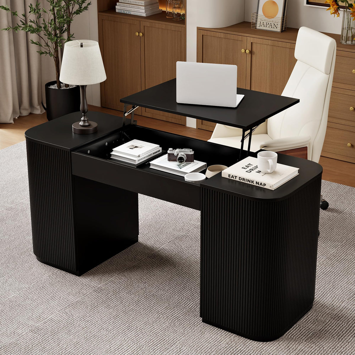 Modern Standing Computer Desk with Storage Cabinet