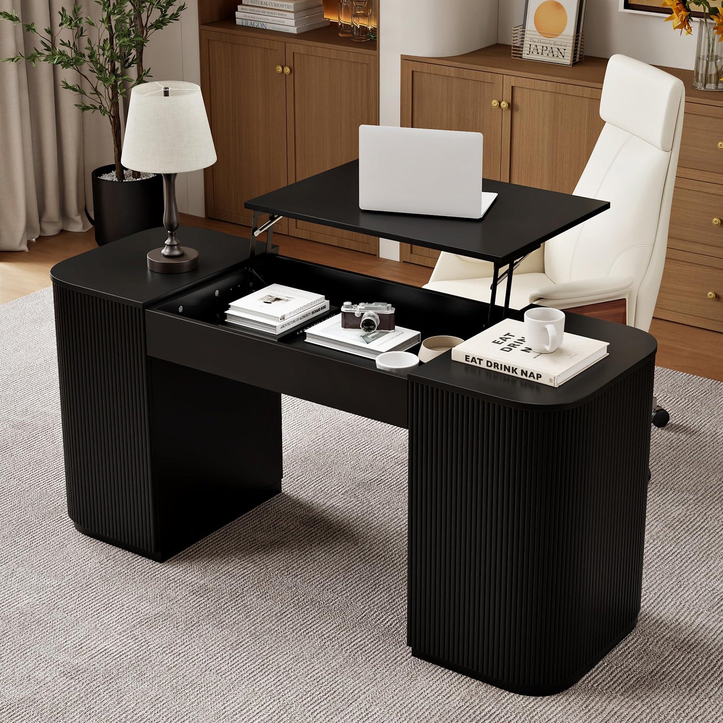 Modern Standing Computer Desk with Storage Cabinet