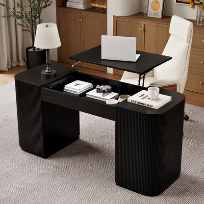 Modern Standing Computer Desk with Storage Cabinet