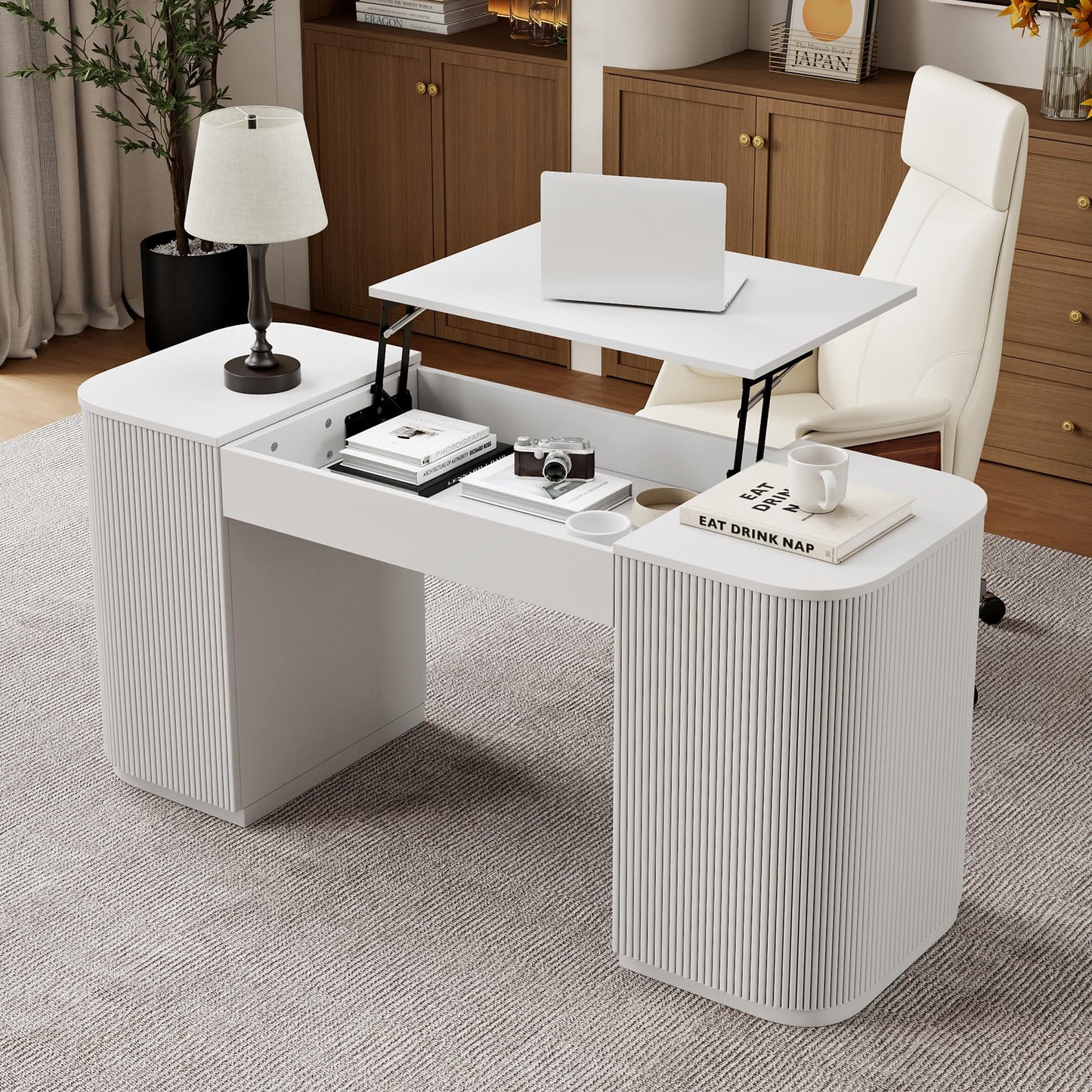 Modern Standing Computer Desk with Storage Cabinet