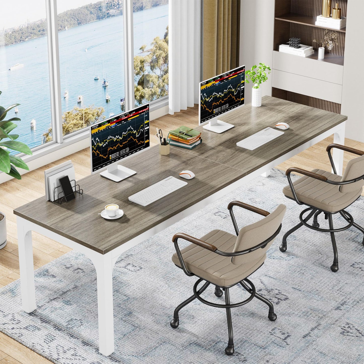 Extra Long Double Computer Desk Workstation