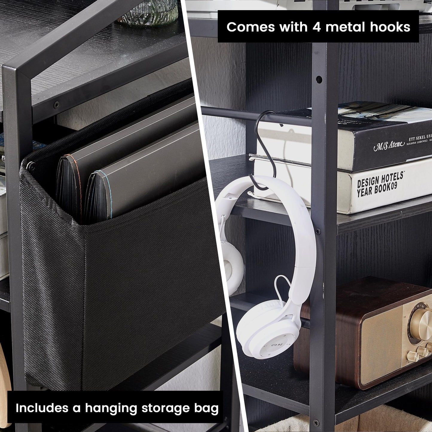 Mobile File Cabinet with Power Outlet & Storage Shelves