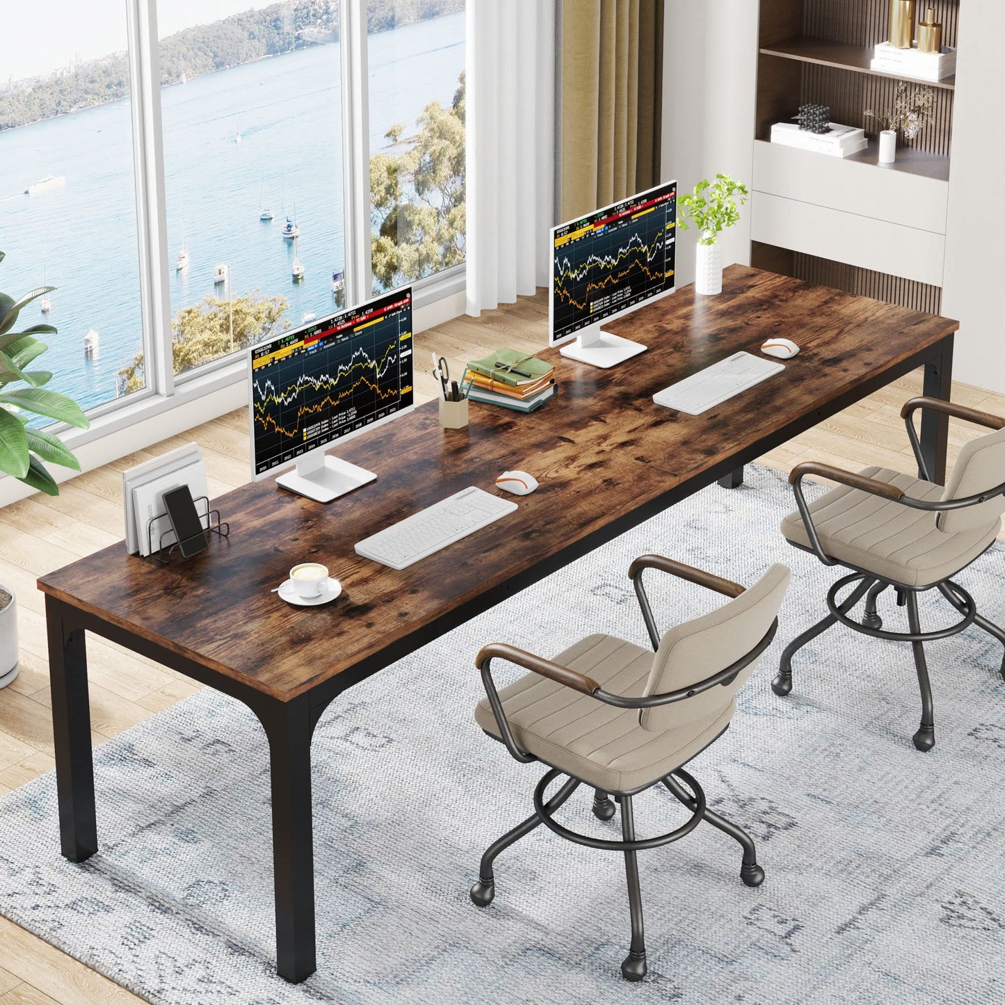 Extra Long Double Computer Desk Workstation